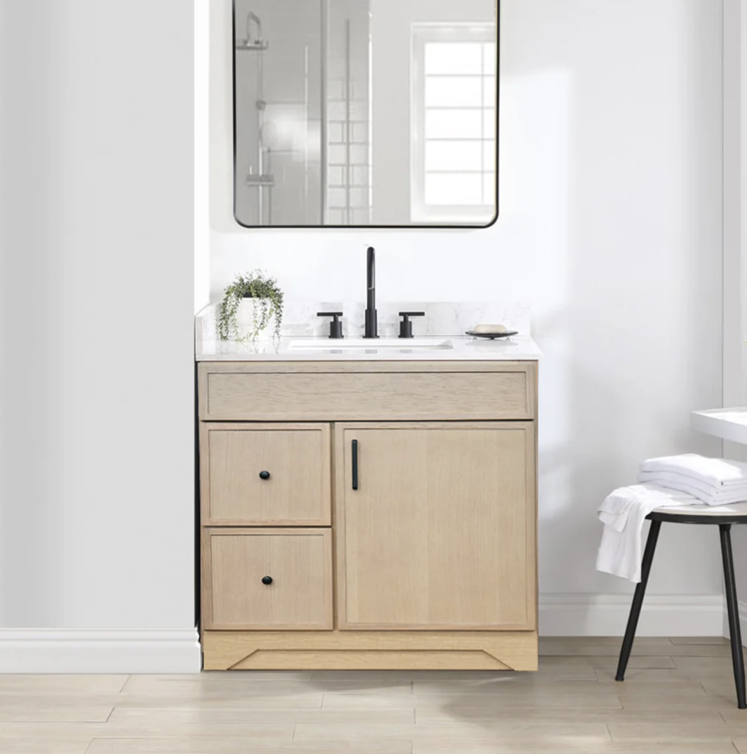 30_ Solid Wood - Slim Oak with Drawers Left _ Right Vanities OAK + Natural Maple - Image 1